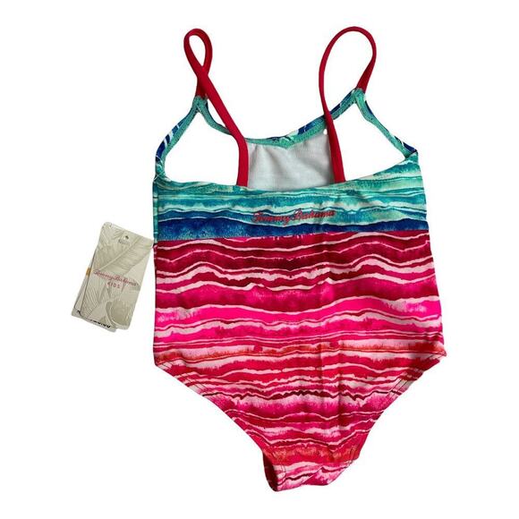 Tommy Bahama Pink Green 1 Piece Swimsuit Baby Girls Size 12M NWT - Picture 2 of 7